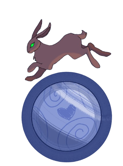 A rabbit jumping over the moon