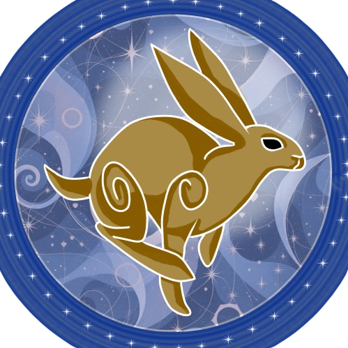 A rabbit leaping in front of the moon